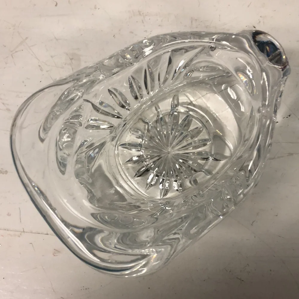 Vtg DePlomb 24% Lead Crystal Santa Sleigh Votive Candleholder USA made Christmas